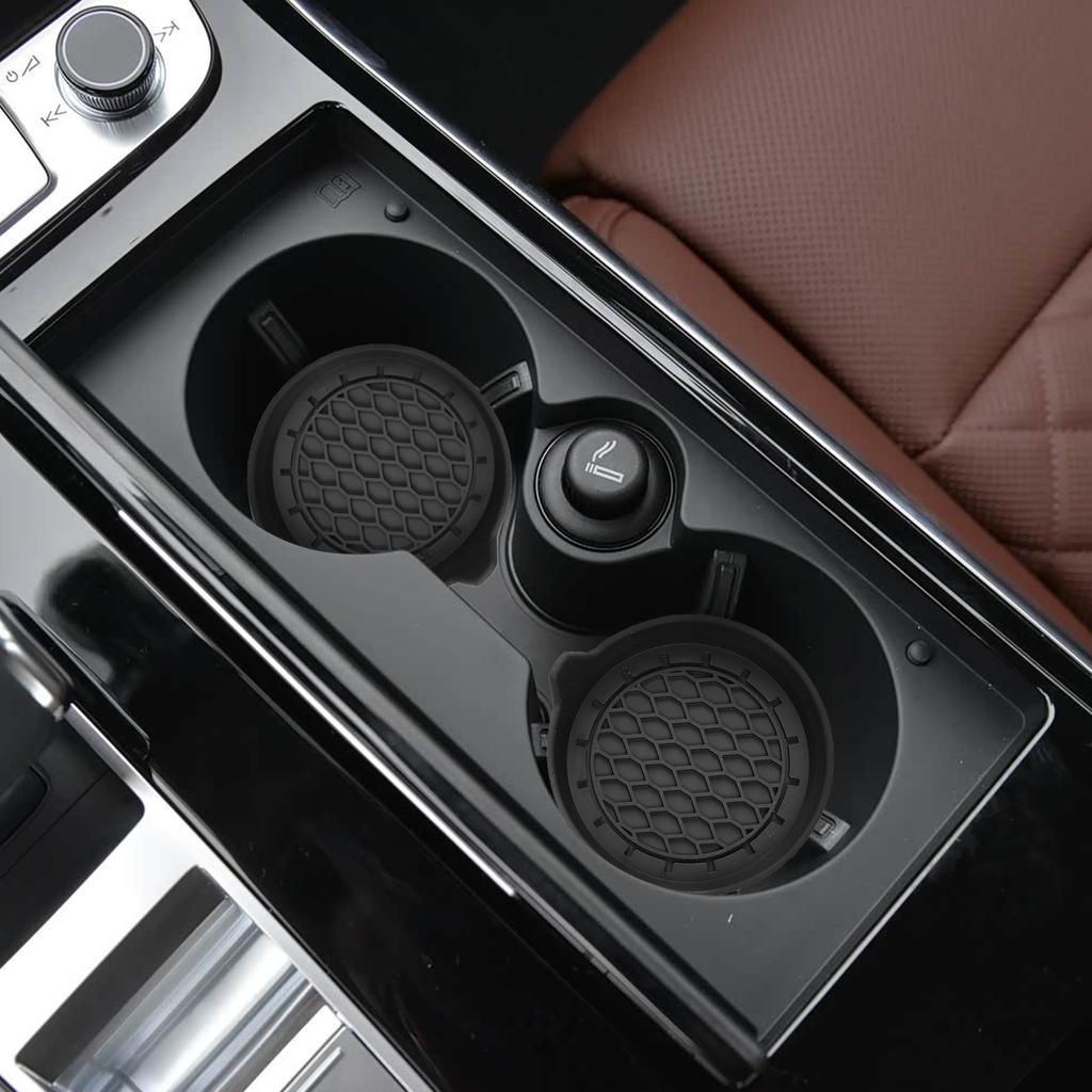 2pcs Car Cup Coaster Universal Non-Slip Insert Water Cup Holders Pads Mat Interior Accessories For Perfectly For Most Cups Black