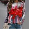 New Loose Casual 3D Floral Print Pattern Women's Round Neck Long Sleeved T-shirt