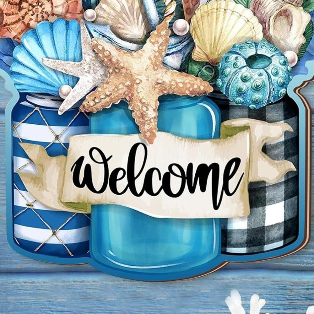 Wall Art Summer Welcome Wall Ornaments Beach Shells Hanging Signs  for Home Room Porches