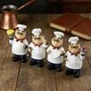 Yousheng Cartoon Chef Figurine Hand-Painted Holding Fruit Plate Cake Noodles Spoon Chef Statue Sculpture Home Kitchen Dining Room Decoration Ornament