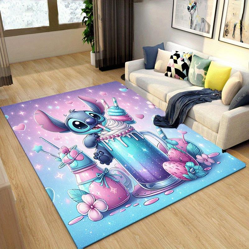 1pc Ice Cream and Stitch Pattern Area Rug Soft Flannel Floor Mat for Living Room, Bedroom, Sofa Coffee Table Floor Mat, Machine Washable