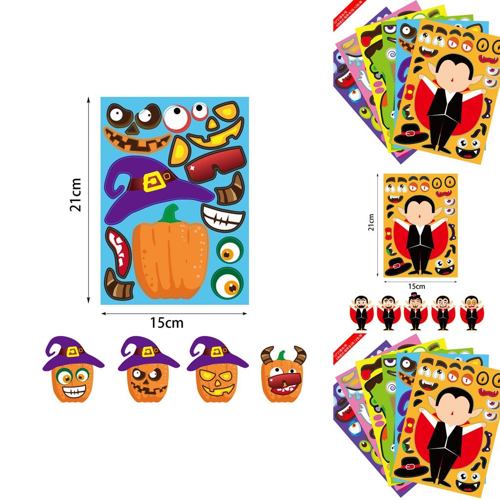 Colorful Xh061 Halloween Diy Pumpkin Puzzle Stickers For Kids Crafty Decor