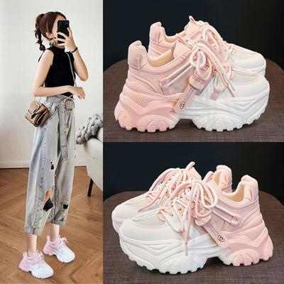 Sommer Dad Schuhe Damen All-Match Sommer Neuer Stil Weiß Dicke Sohle Dünn Sport Weiß Damen Atmungsaktive Mesh Schuhe