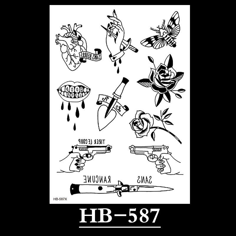 Flower Sketch Tattoo Sticker, Black And White Half Arm Tattoo Sticker, Waterproof And Sweat Proof Tattoo