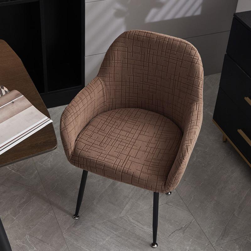 

Водонепроницаемый изогнутый современный минималистичный жаккардовый чехол на цельный обеденный стул с нескользящим покрытием, 2025 кофейный