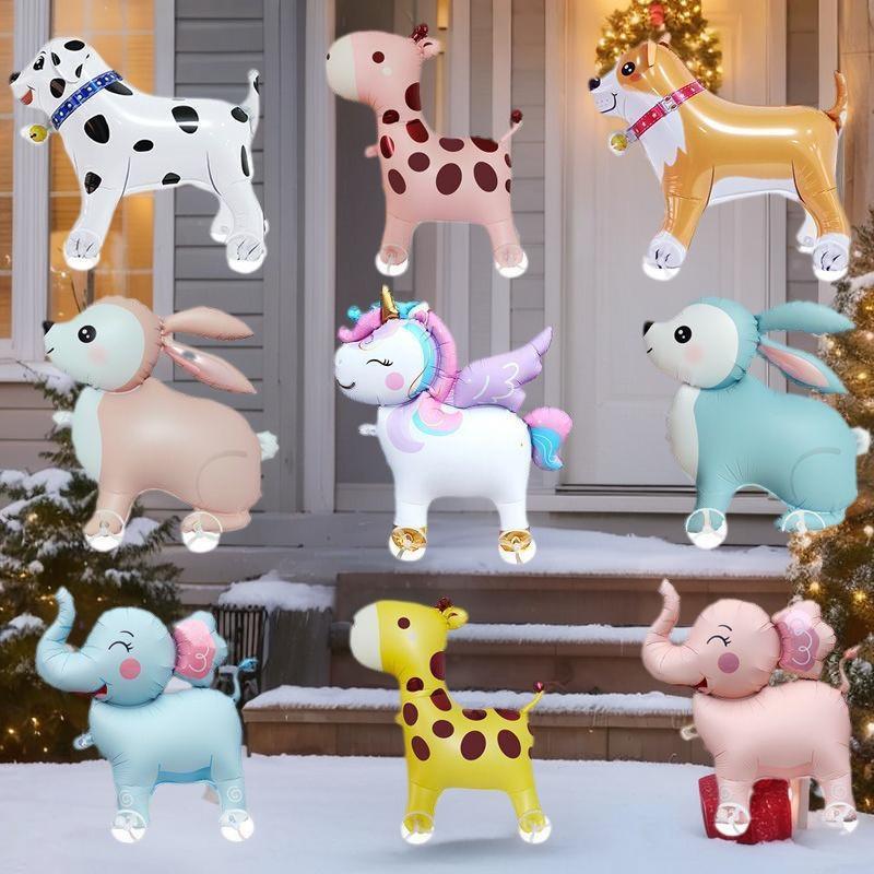 HUAHUAElephant Inspired Standing 4D Glow Foil Balloons with Wheels for Child's Birthday and Baby Shower DecorationsHUAHUA