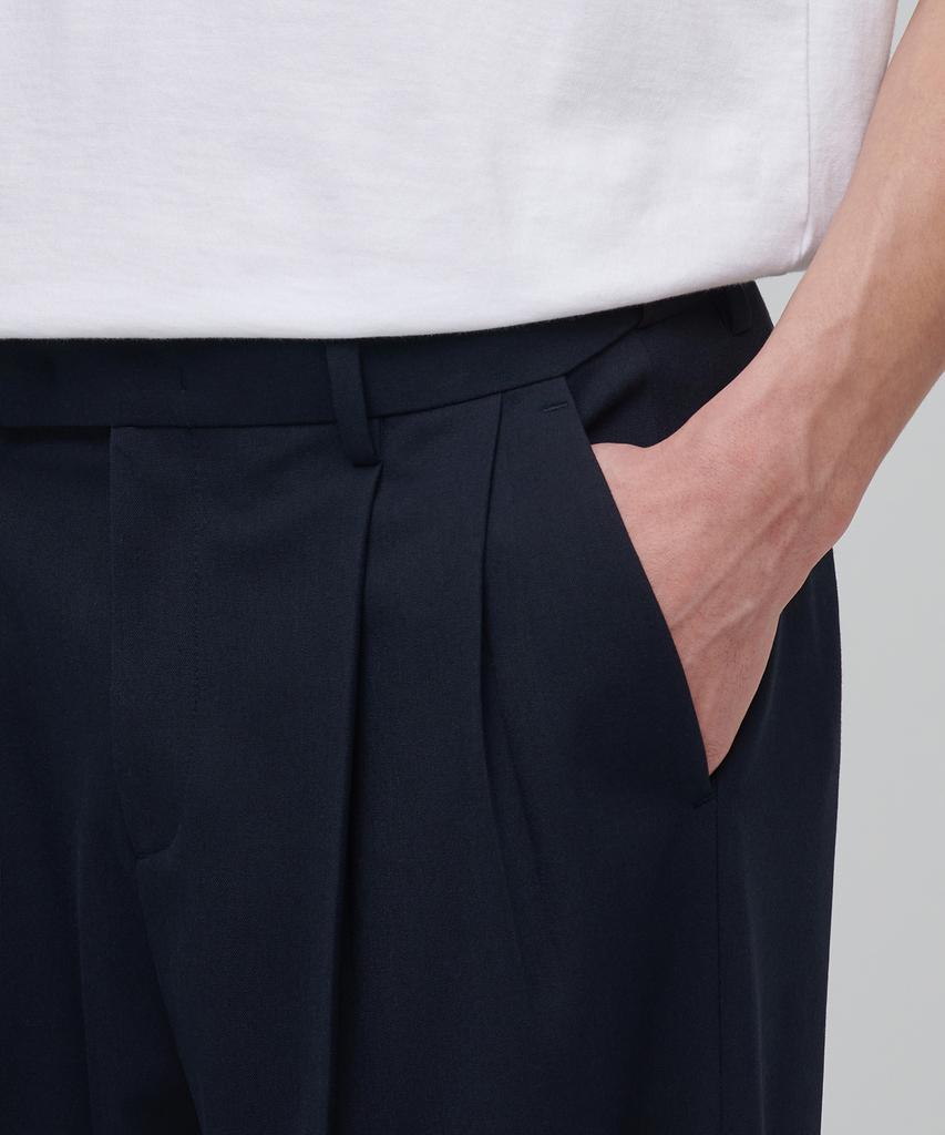 MUSINSA STANDARD Super Wide Hidden Banding Slacks [Navy]