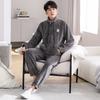 [Antistatic] Flannel Pajamas Men'S Winter Velvet Thickened Warm Flannel Loungewear Zipper Set