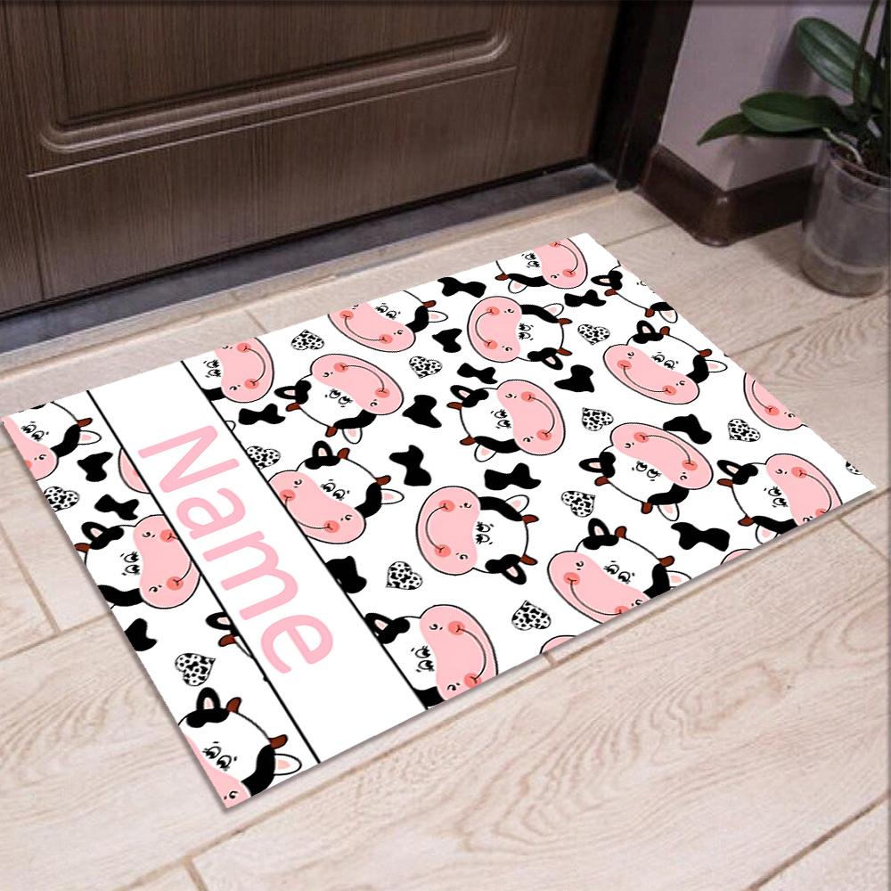 Custom Name Cow Printed Carpet,Rug for Office Chair Living Room Bedroom Kitchen Room Decor Gifts.