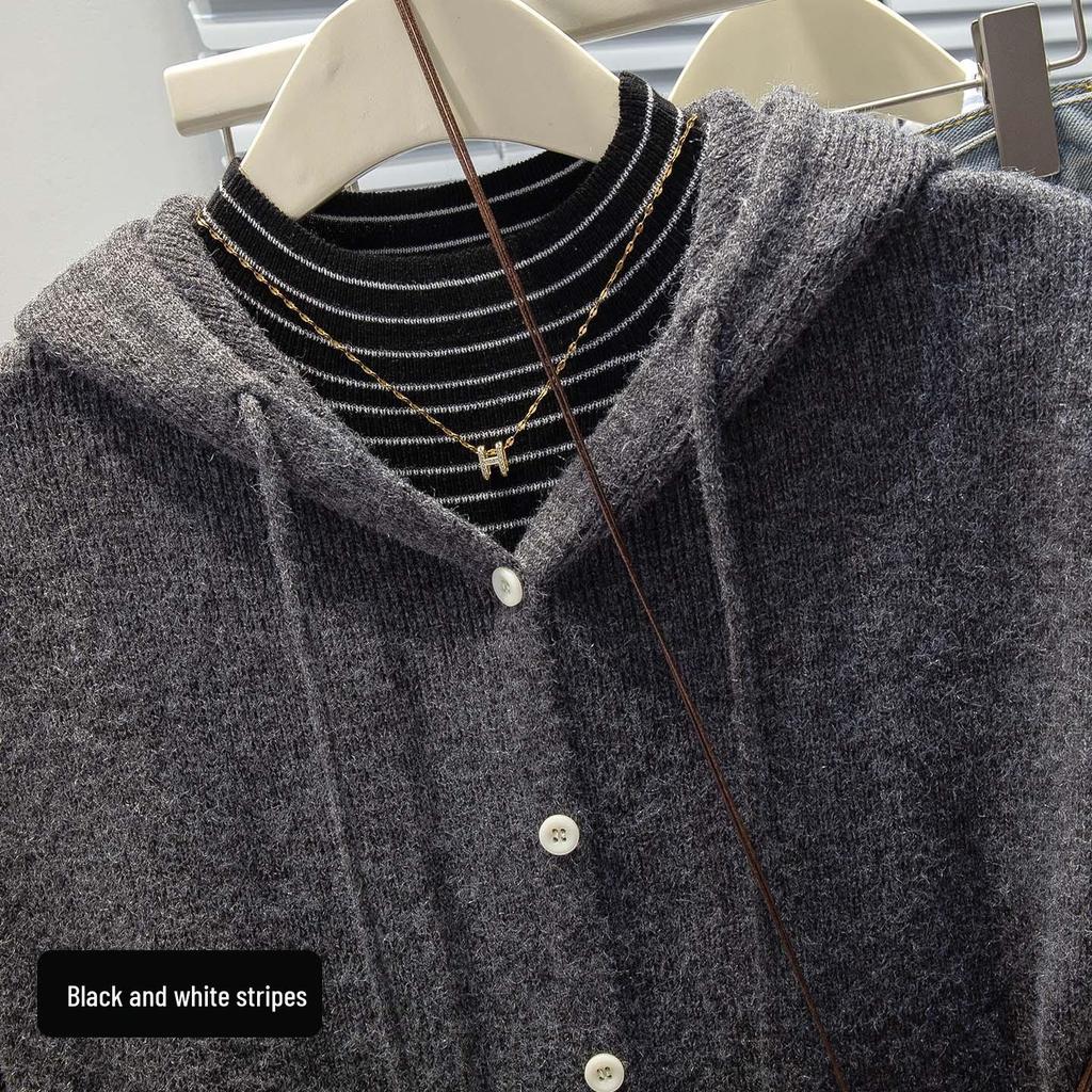 Women's Cotton Cocoon Half-High Collar Knitwear - Slim Fit Solid Color Base Layer Top (Spring/Autumn 2026)