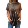 Women's Fashion Casual Round Neck Curve Printed Short Sleeve Pullover T-Shirt Top