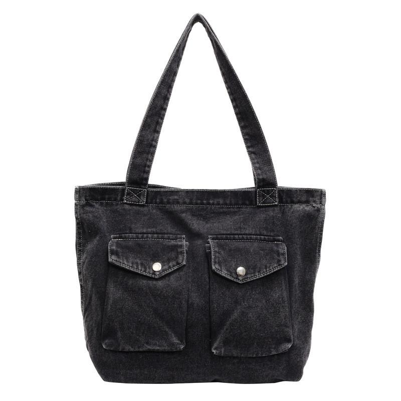Denim Tote Bag For Women With Large Capacity And Zip Closure For Daily Commute