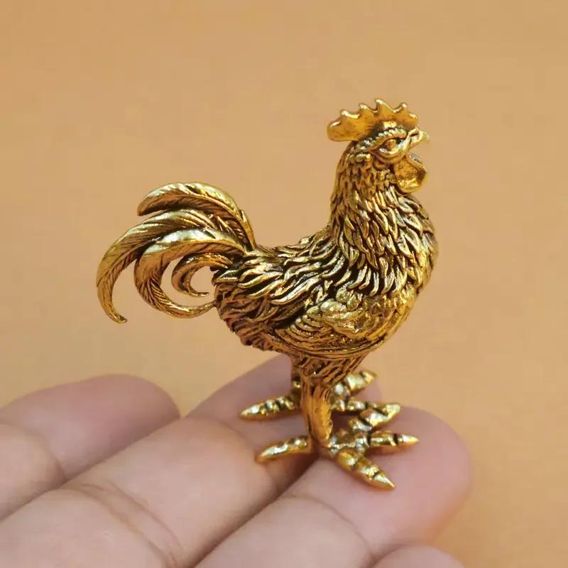 Creative Rooster Ornament Pure Brass Rooster Figurine Intricate Animal Brass Home Decor Office Gift Table Ornament