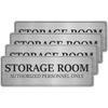 4 Pack Storage Room Sign 9×3 Inches Self-Adhesive Durable Aluminum Silver Authorized Personnel Only Door Signs for Home Business Restaurants Private