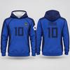 Blå Fodboldtrøje Hættetrøje Fodboldstil Pullover Sweatshirt Sportstøj Langærmet Afslappet Streetwear Unisex Hættetrøje