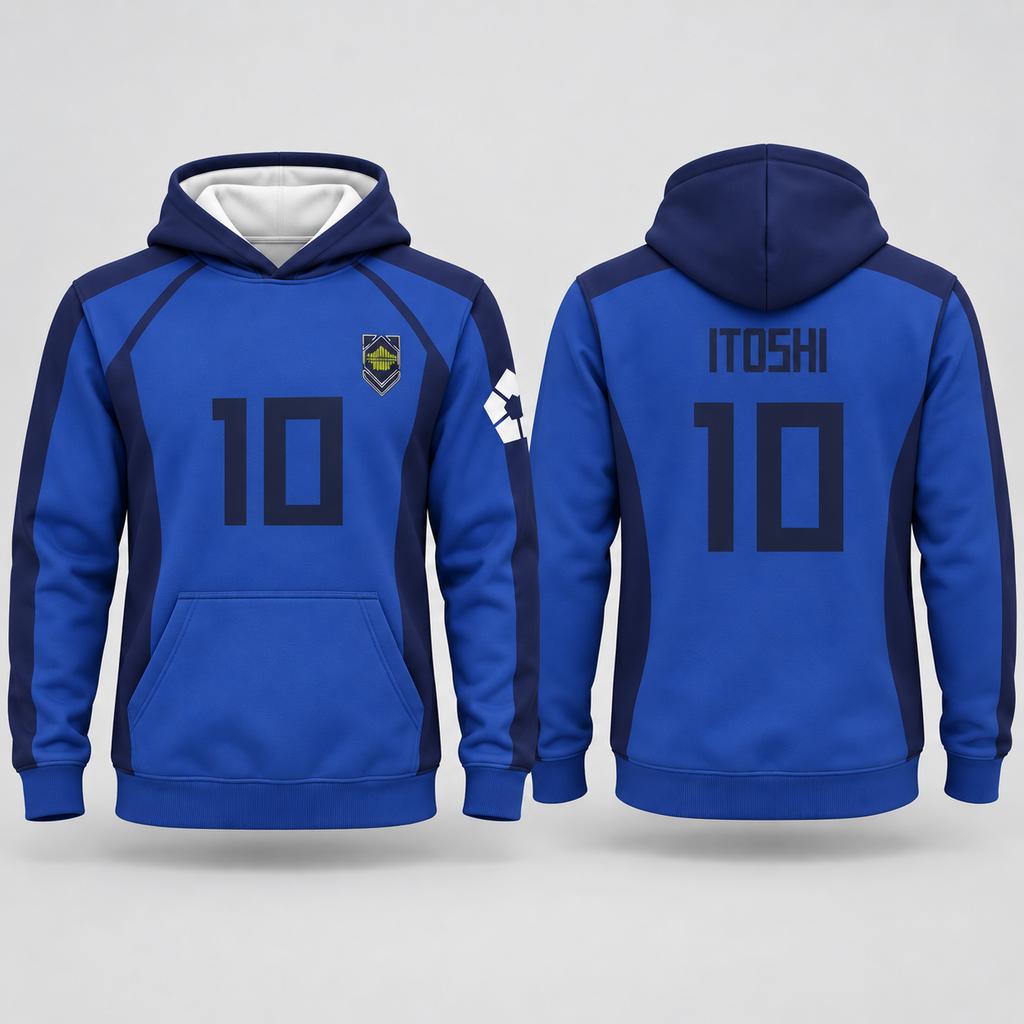 Blå Fodboldtrøje Hættetrøje Fodboldstil Pullover Sweatshirt Sportstøj Langærmet Afslappet Streetwear Unisex Hættetrøje