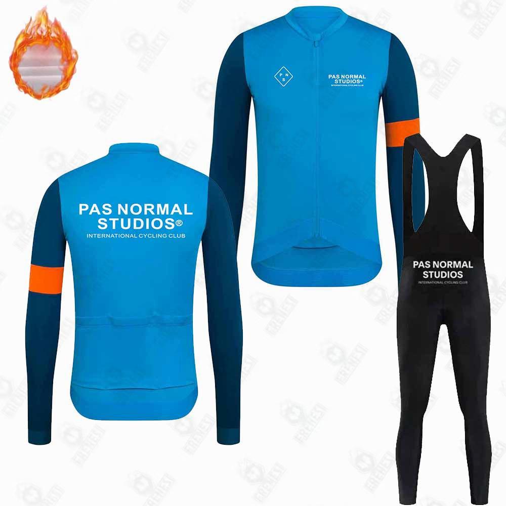 New PNS Fleece Suit Winter Cycling Suit Long Sleeve Strap Pants Road Bike Mountain Bike Outdoor