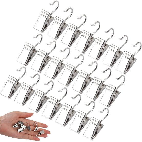JANYUN 30 Pack Small Heavy-Duty Hook Clip Set Metal Curtain Hangers Clips for Clip Photo Home Decoration Art Craft Display - Black