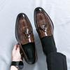 Men’s Loafers Wingtip Dress Formal Patent Leather Shoes Men Green Tuxedo Wedding Blazers Saddle Shoes Large Size