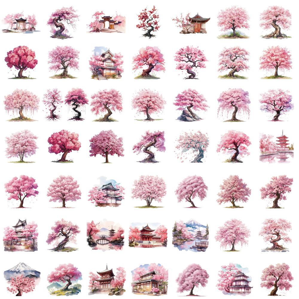 50PCS Watercolor Peach Tree Stickers Restaurant Stationery DIY Handmade Scrapbooking Cool Cafe Room Living Creative Sticker