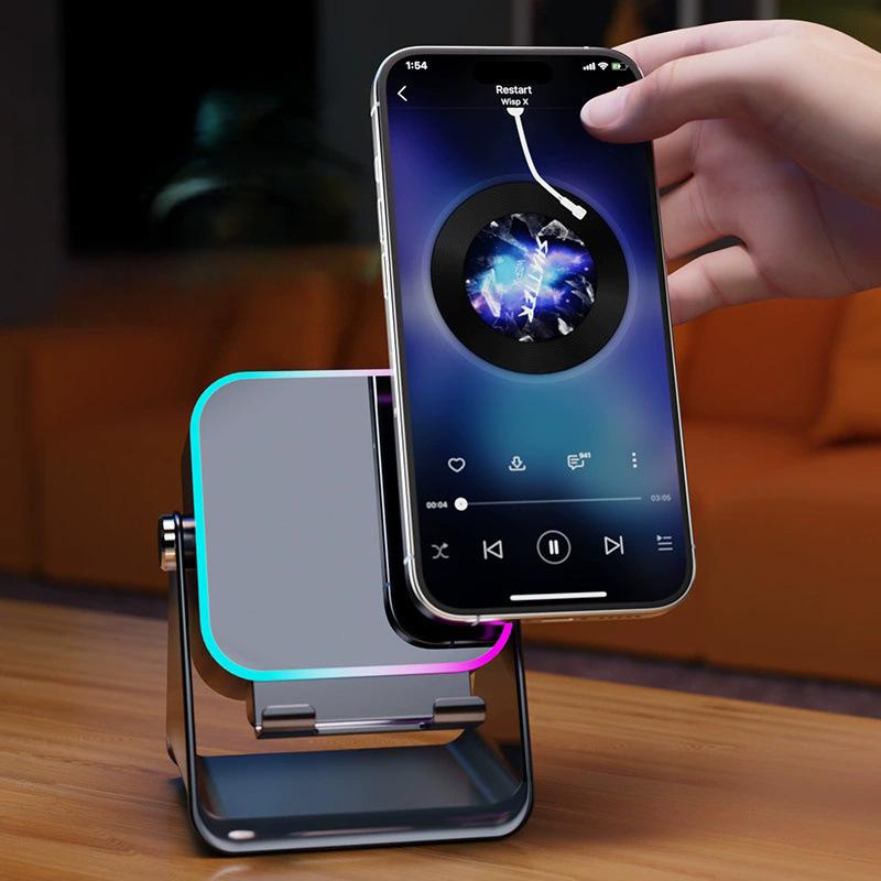 Auto-induction Wireless Induction Speaker Dual Mode RGB Ambient Light Bluetooth Speaker Portable Enhance Sound Quality