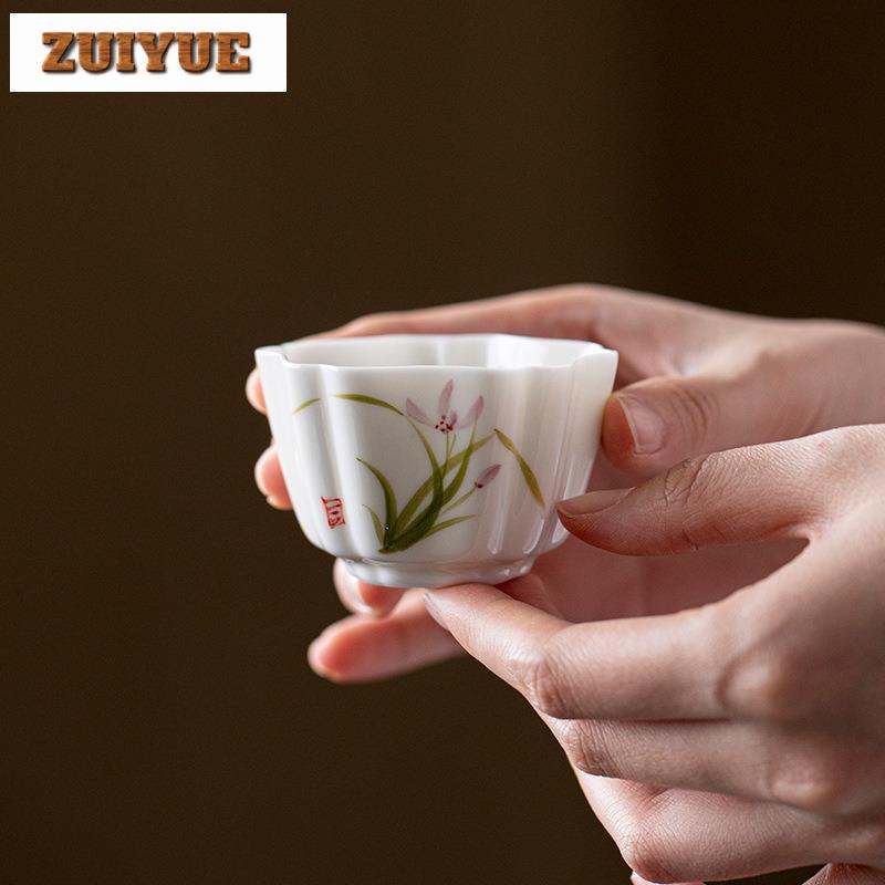 2pc/lot Hand-painted Flowers And Bamboo Teacup Japanese Tea Bowl Jug Tea-tasting Smelling Cup Jianzhan Master Cups Supplies 60ml