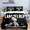 Lana Del Rey Muster Bettwäsche, Steppbett Set Bettbezug Kissenbezug Haus Geburtstag Geschenk(1 Bettbezug + 2 Kissenbezüge, ohne Füllung)