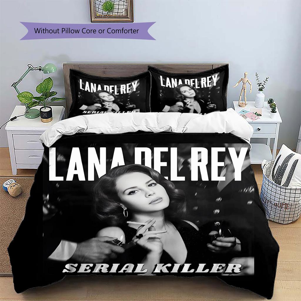 Lana Del Rey Muster Bettwäsche, Steppbett Set Bettbezug Kissenbezug Haus Geburtstag Geschenk(1 Bettbezug + 2 Kissenbezüge, ohne Füllung)