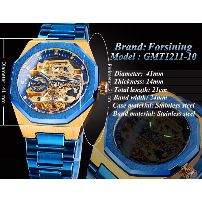 Forsining Herrenmode, lässig, hohl, mechanisches Schwungrad, automatische mechanische Uhr