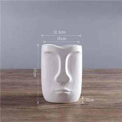 Nordic Minimalist Ceramic Abstract Vase Black and White Human Face Creative Display Room Decorative Figue Head Shape Vase