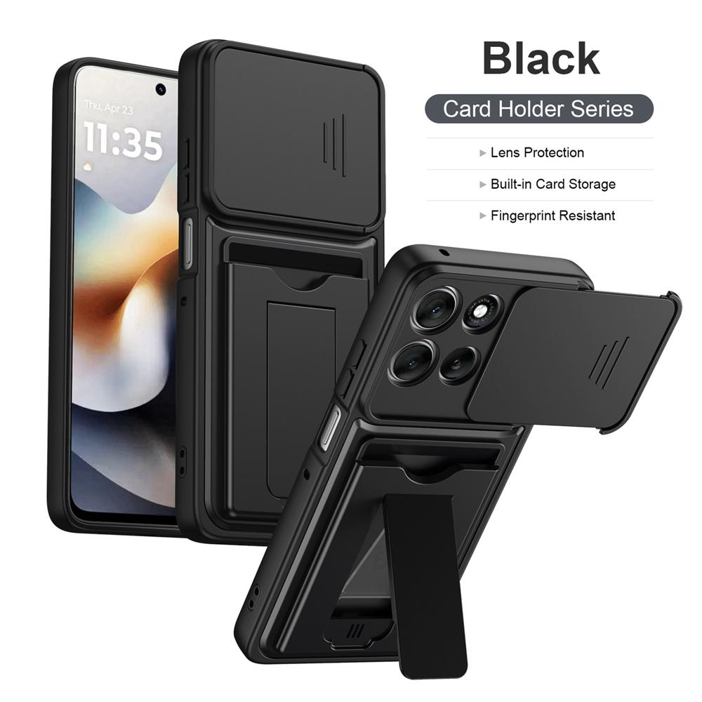 KEYSION Card Holder Bag Phone Case for Motorola MOTO G86 G67 G57 Power G56 5G Slide Camera Protection Kickstand Shockproof Cover