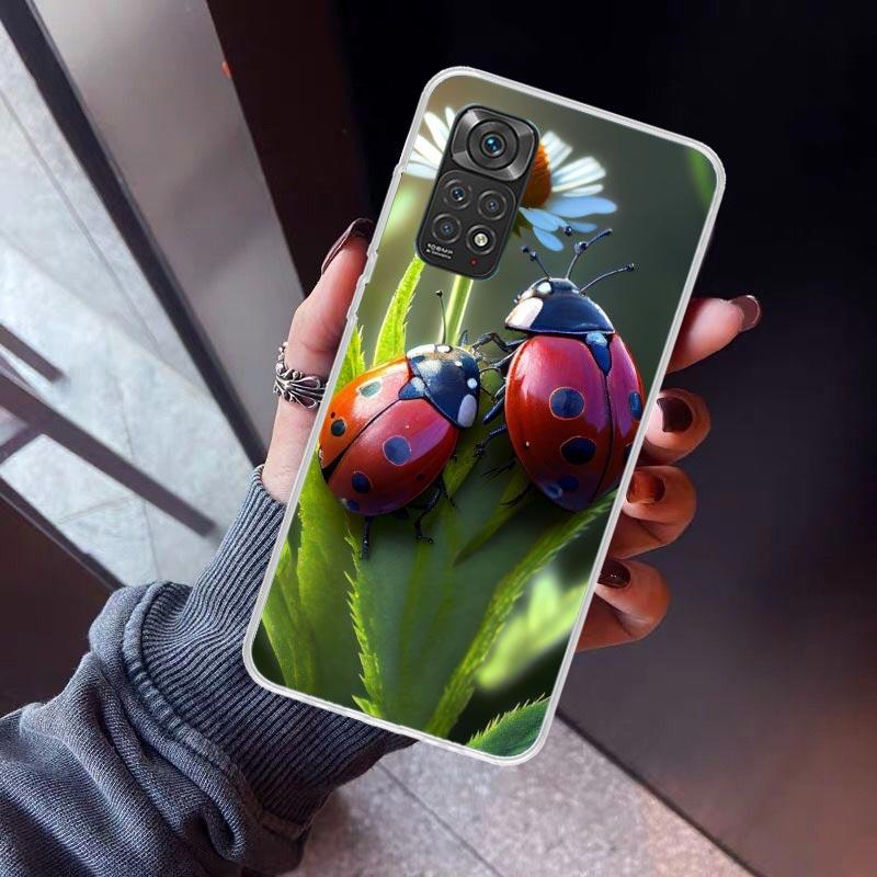 Insect Seven-Star Ladybug Phone Case For Xiaomi Redmi Note 10 11 12 13 14 15 Pro Plus 11S 12S 14S 11T 11E 10S Soft TPU Back Cove