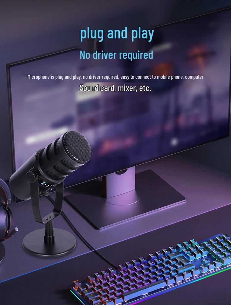 MV7 Professional Dynamic Microphone Set for Recording, Streaming, and Gaming with Sound Card Mixer