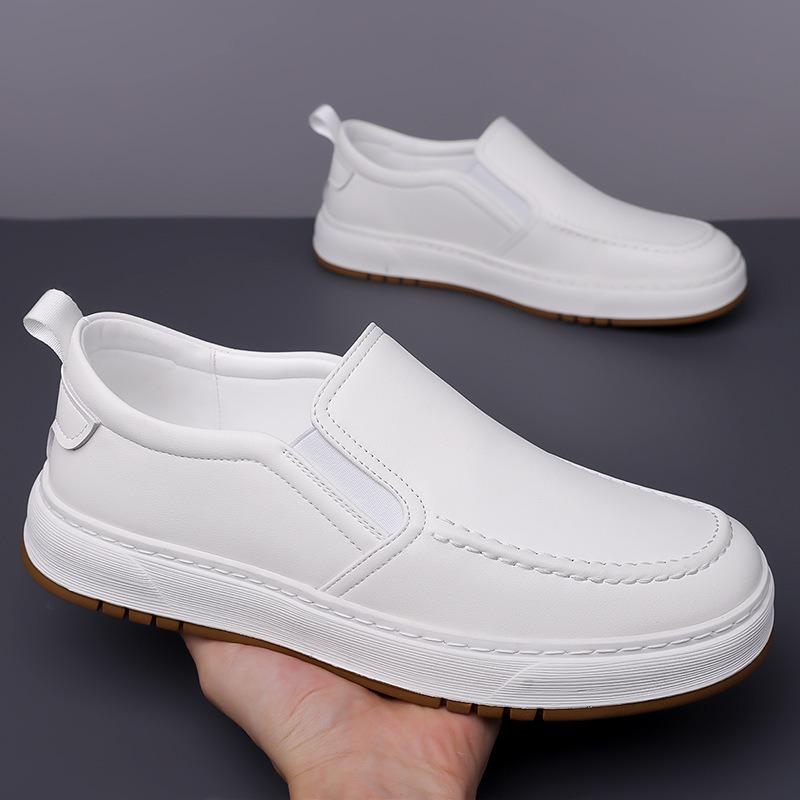 Casual Leather Shoes Men's Thick-soled Attendance Breathable Formal Wear Business Men's One-pedal White Shoes Men's Doudou Shoes