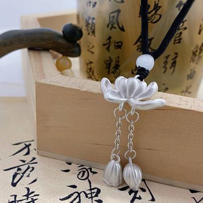 New Chinese Style Lotus Flower, Lotus Awning, Tassel Necklace, Women's Ethnic Style, High-end Neckwear