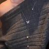 Sparkling Zircon Butterfly Pearl Pendant Necklaces for Women Girl Sweet Exquisite Collarbone Necklaces Charm Jewelry Accessories