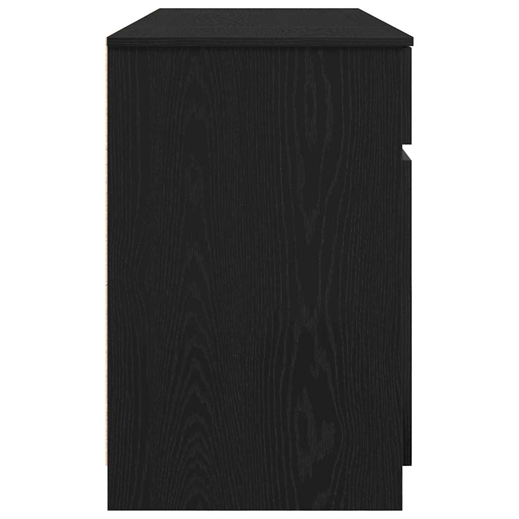 Desk with Shelf Black Oak Effect 140 X 49 X 76 Cm