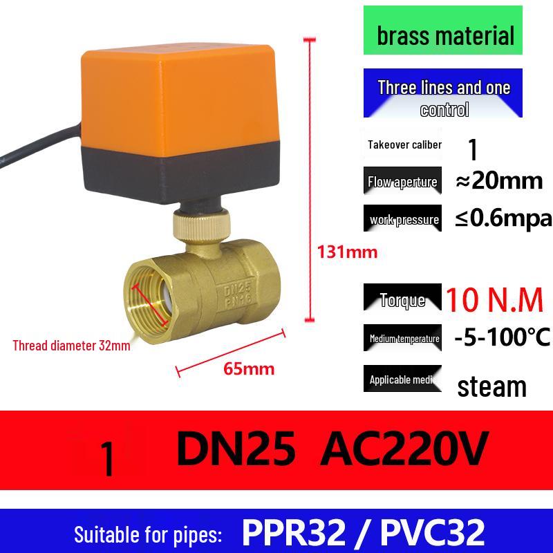 Robinet electric cu bilă plutitoare bidirecțional, 4/6 puncte, DN20/DN25, DC24V/12V