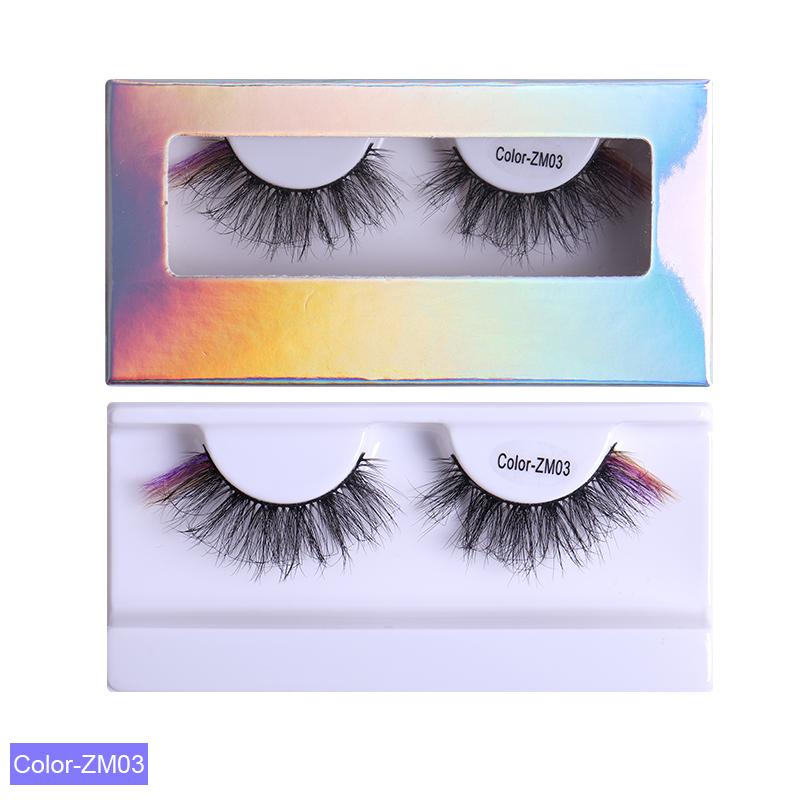 3D 6D Fluffy False Color Eyelashes Natural Full Strip Colored Makeup Cosplay Faux Mink Eyelashes