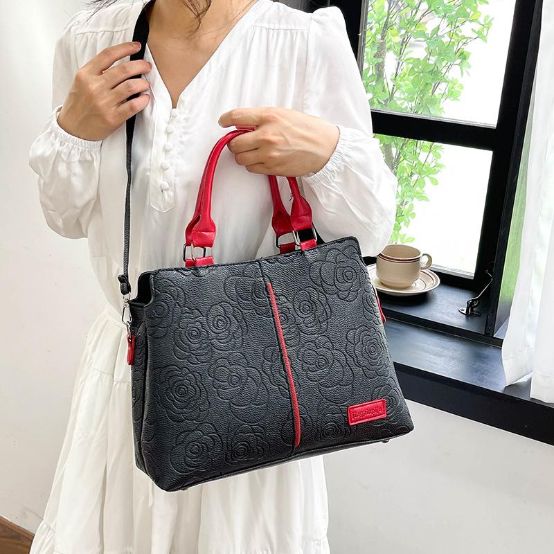 Handbag Outdoor Crossbody Large Capacity Viral Same Style Embossed Shoulder Bag Women Bag PU Soft Leather Texture