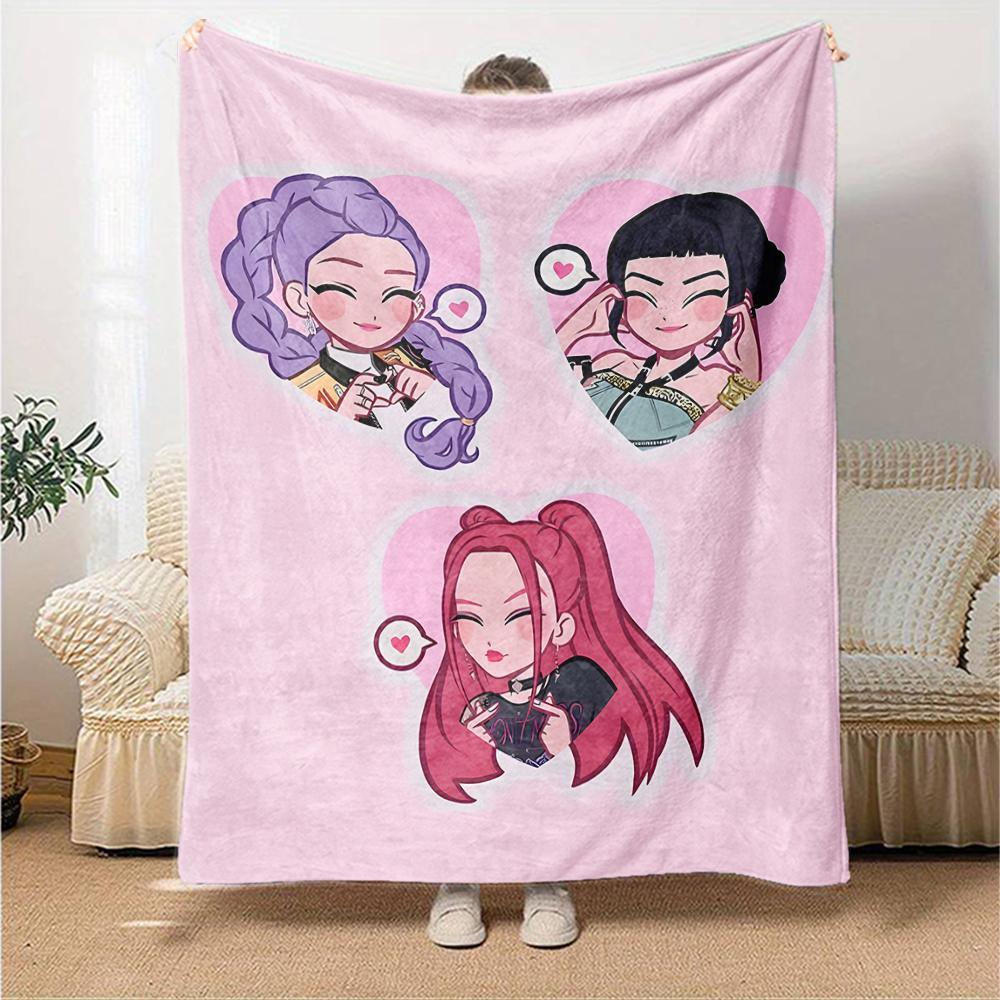 1pc KPop Demon Hunters22 Blanket, Gift, for Men and Women, Soft Blanket, Good for Sofa Bed Couch Travel, Lightweight Flannel Blanket