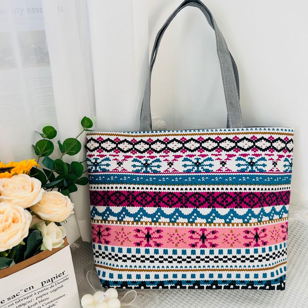 Women's Shoulder Bag Printing Pattern Small Canvas Shopping Bag Handbag Casual Bucket Female Outdoor Pocket