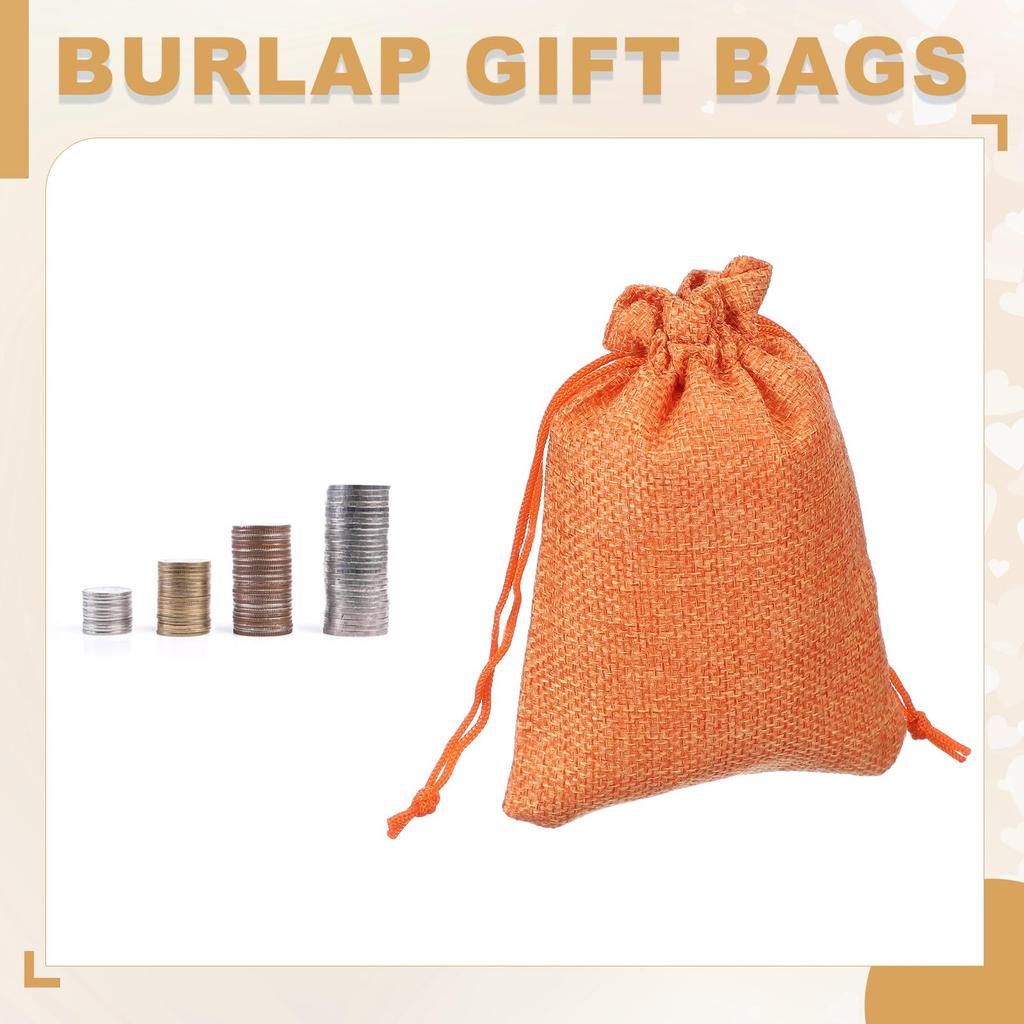 PATIKIL Set of 50 Drawstring Bags, 4x5.5 Inch, Burlap Reusable Gift Bags, Jewelry Pouches for Parties, Christmas, and Events, Orange