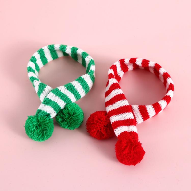 Pet Cats Collar for Christmas Puppy Scarf with Pom-Pom Dog Dress Up Accessori