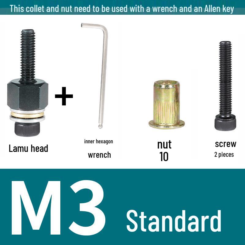 Multi-Purpose Electric Rivet Tool with Manual Wrench and Nut Head Attachment