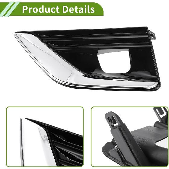 No.622576HH0A Fog Light Grill for Infiniti Q50 2018-2020 Black,Silver Tone Front Left Front Lower Bumper Fog Light Cover Inserts ABS 1 Pc