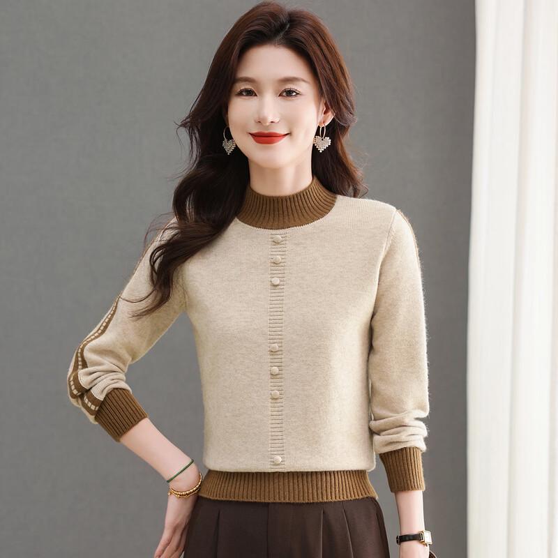 SNOWFLYING Women s Half-Turtleneck Knitted Sweater XL