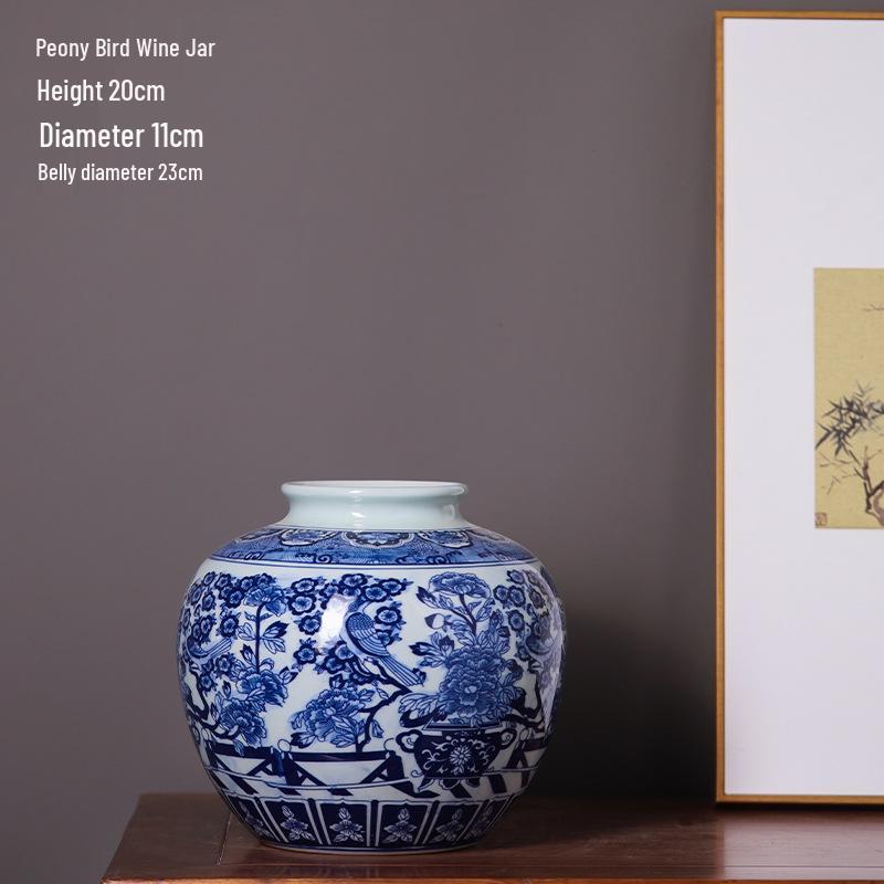 High-End Blue and White Porcelain Vase for Living Room and Dining Table Decor