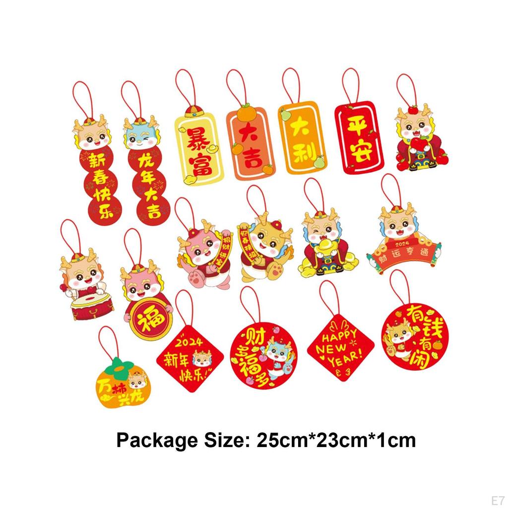 18 Pieces Year Pendants Chinese Hanging Decorations Festival Door Sign Traditional