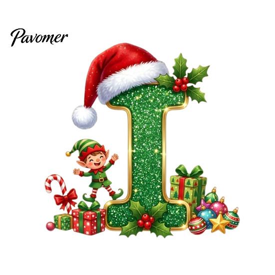 Holiday Tree Hanging Decor Personalized 26 Alphabet Christmas Ornament with Santa Hat Elf Design, Acrylic Cute Pendant for Mantel And Party